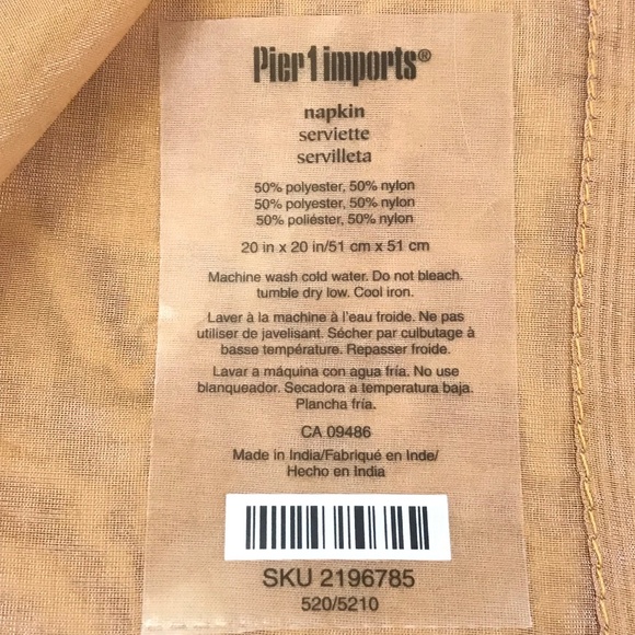 PIER 1 Napkins Sheer Gold Set of 8 - Picture 9 of 10